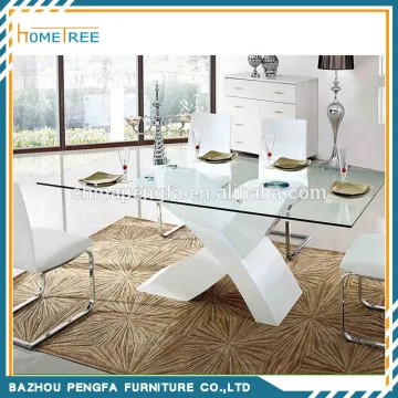High Gloss Wooden Base Tempered Glass Top Dining Table