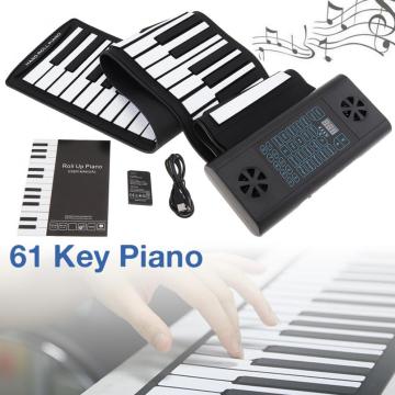 61 Keys MIDI Roll Up Electronic Piano Rechargeable Silicone Flexible Keyboard Organ Built-in 2 Speakers Support Audio Bluetooth