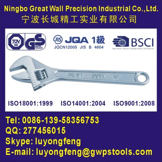 JIS class 1 Adjustable wrench CRV TUV/GS heavy duty