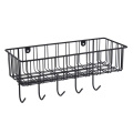 Metal iron wire rectangle storage basket with hooks