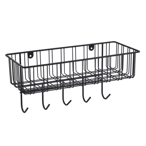 China Metal iron wire rectangle storage basket with hooks Manufactory