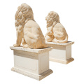 Solid Marble Lion Sculptures For Entrance Living Room