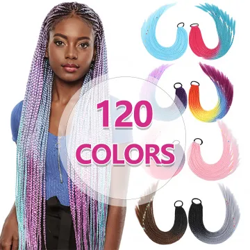Julianna 24inch Rainbow Rope Ponytail Braids Synthetic Ombre Box Braiding hair Accessories Rubber Band Hair Braids