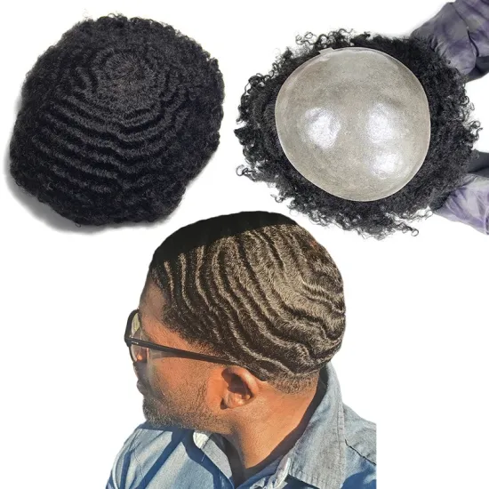 human hair toupee men super skin,high quality curly mens toupee on sale for black man,toupee for man human hair