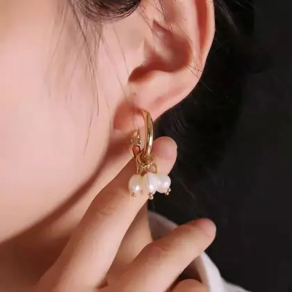 Pearl Drops, Pearl and Gold Pearl Hoop Earrings: Stylish Jewelry Collection
