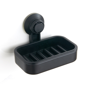 Black Wall-Mounted Square Suction Cup Soap Dish - No Drilling Required