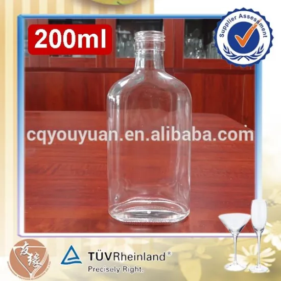 clear flint glass flat small 200ml wine bottle for liquor