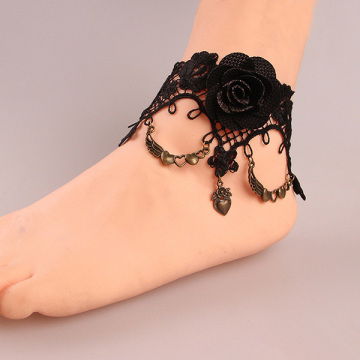 Antique Style Pendant Anklets Rose Lace Anklets For Women