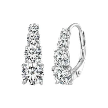 Fashion Sterling Silver Moissanite Earrings S925 Silver Plated Platinum Jewelry for Women