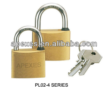 PL02-4 Brass Padlock (stainless steel shackle)