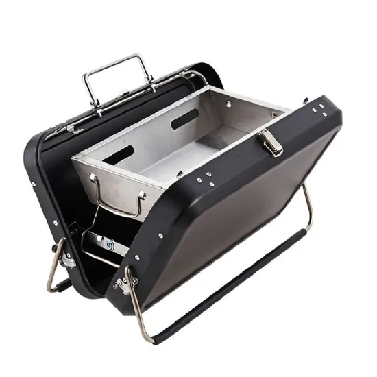 Tabletop Suitcase Type Bbq Grill Stainless Steel Foldable Portable Barbecue Kebab Hiking Folding Outdoor Charcoal Camping Grills