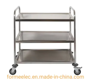 Hotel Dish Trolley 3 Layers Serving Trolley Cart Round Tube Stainless Steel Service Trolley Cart