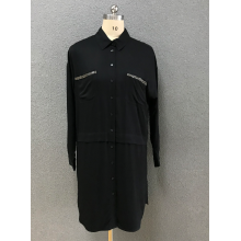 Women's Black Casual Shirt With Double Pockets