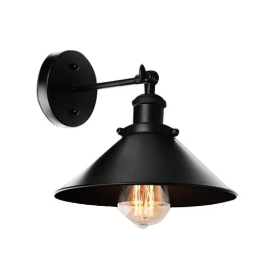 Retro Black Industrial Wall Light with Dimmable E27 Bulb Base