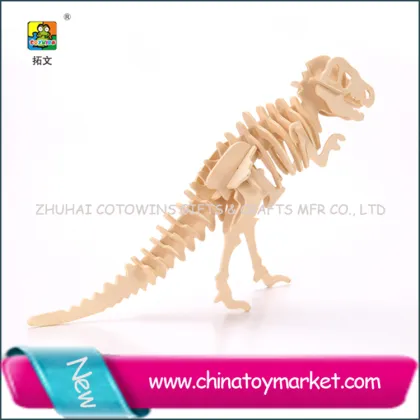 New arrival construction kit promotional wooden diy craft dinosaur puzzle