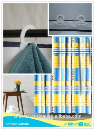 100% polyester linen look fabric shower curtain