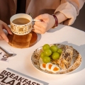 NUEVO estilo Copas de café turco Vintage Pappuccino Cupcino Cazas de té de cerámica y tazas de 200 ml con platillo