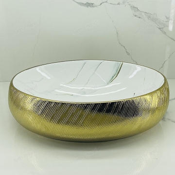 Luxury Gold Plated Ceramic Wash Basin - Wholesale Bathroom Sink