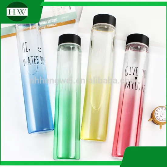 custom printed colorful sport clear gradient color thin tube glass drinking juice water mug cup