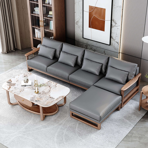 Sofa Kulit Tiruan Kayu Abu Putih Minimalis Itali