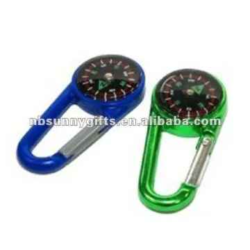 big metal carabiner with compass