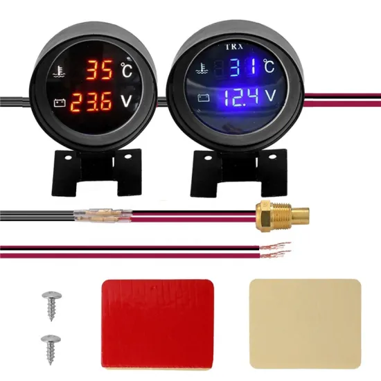 12V 24V LED Digital Voltage Meter Tester Display Voltmeter for Car Truck - Water Temp Gauge & Temperature Sensor