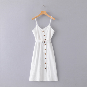 Women White Loose Solid Color Dress Long Dress