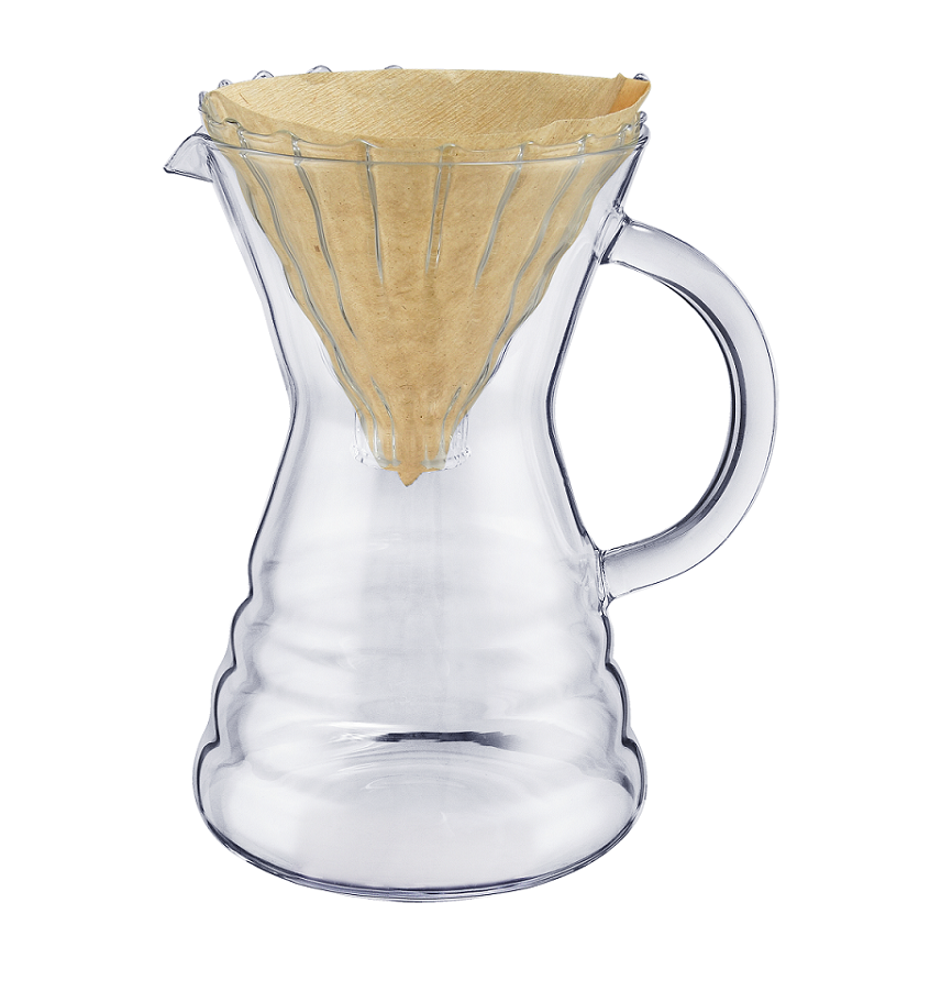 Gießen Sie über Kaffeemaschine papierlose Borosilikatglas-Karaffe