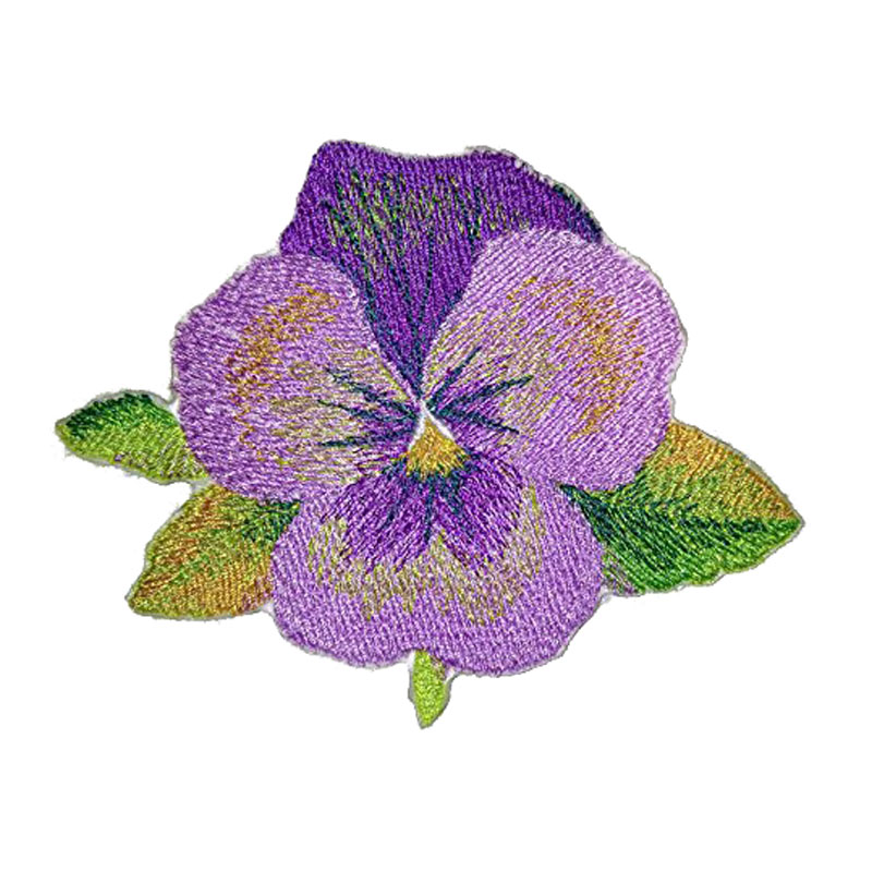 Pansy Embroidered Iron On Patch