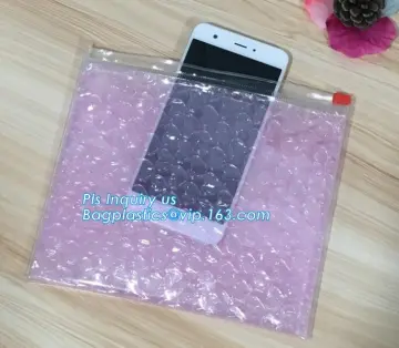 Clear Bubble zipper Bags/Pink Resealable Slider Bubble Mailer, Pink PE Bubble Zipper Bag, Eco Friendly Slider Zip Lock Bubble Ba