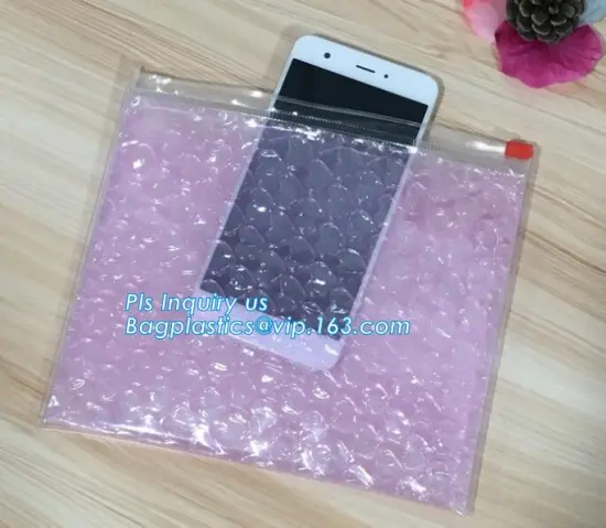 Clear Bubble zipper Bags/Pink Resealable Slider Bubble Mailer, Pink PE Bubble Zipper Bag, Eco Friendly Slider Zip Lock Bubble Ba