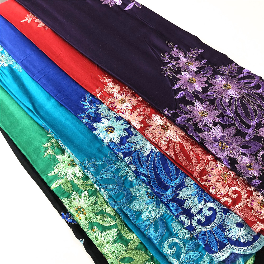 Rayon Satin Normal Dyeing With Embroidery