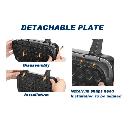 1200W Multifunction Breakfast Sandwich Maker with Detachable Plates - 3 in 1 Breakfast Maker