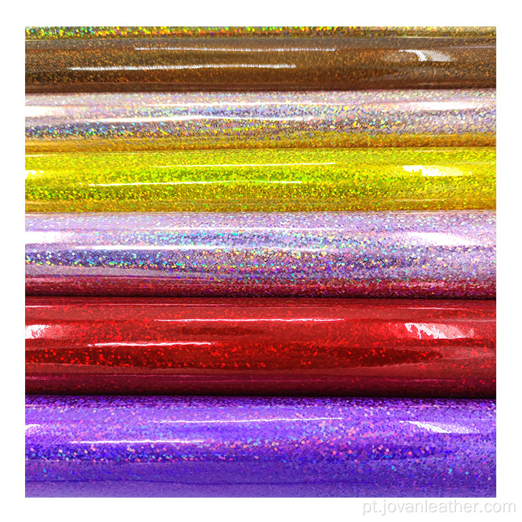Película de PVC custom fasion glitter faux couro PU