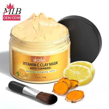 Turmeric Clay Mask with Vitamin C for Acne, Dark Spots, Blackheads, and Wrinkles