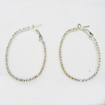 Fashion simple metal hoop earrings for woman,oval shaped, 33 x 50mm in outer diameter, rhodium plating, factory wholesale price