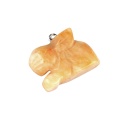 Yellow Jade Handmade Craved 1.0 Inch Rabbit Pendant 7 Chackra Key Chain