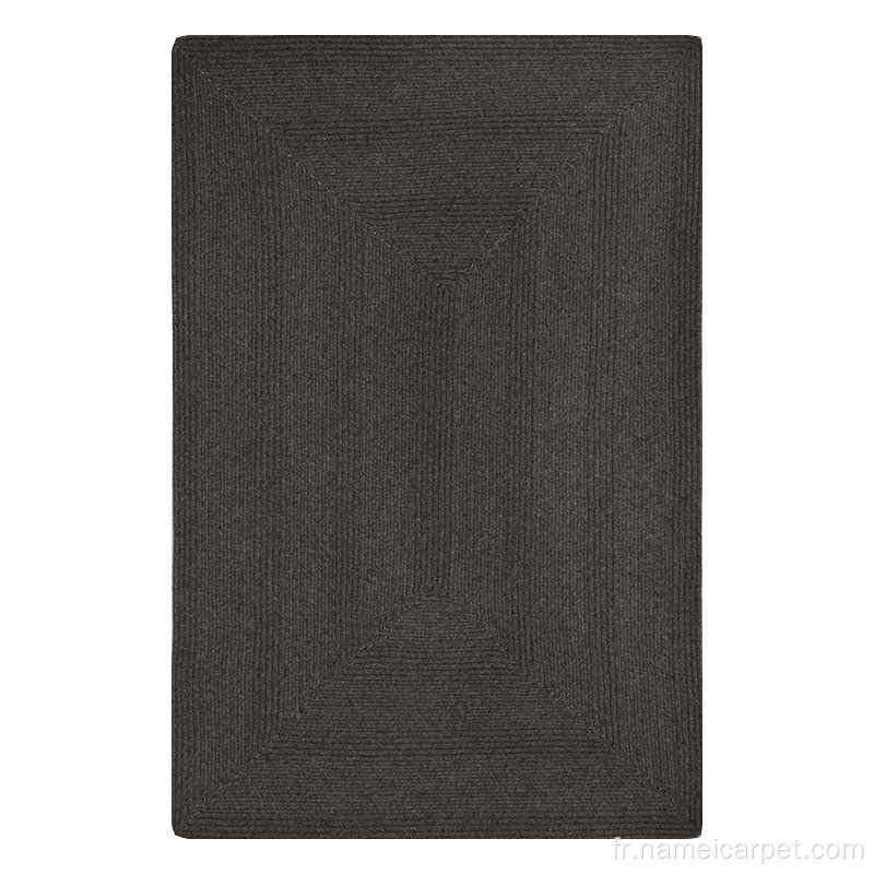 Tapis et tapis tressés en laine naturelle de couleur noire