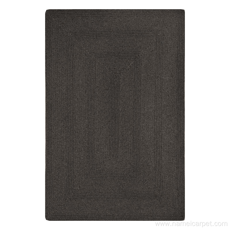 Black colour natural wool braided rugs and carpet