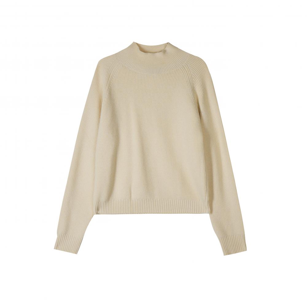 Standing Collar Long- sleeved Woolen Sweater