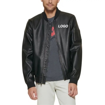 Men's Baseball Jacket in Black Leather