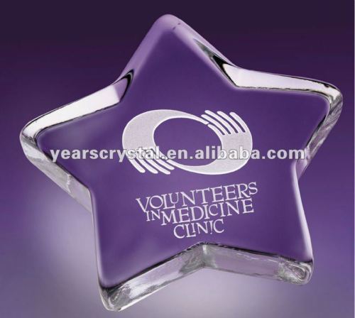 2012 pure crystal star papwerweight for souvenir(R-0661