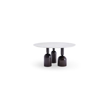 White Carrara Natural Marble Fraxinus Matt Black Painting Modern Luxury Center Concrete Coffee Table