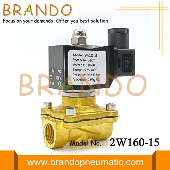 2W160-15 1/2'' 2 Way Normally Closed IP65 Brass Solenoid Valve For Water Air Gas 12V 24V DC 110V 220V AC