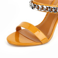 Stylish Chain-Embellished Thin-Strap Heels