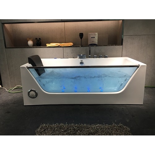 Freistehende Whirlpool-Massage Badewanne aus gehärtetem Glas