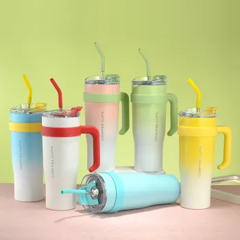 Factory Wholesale Custom Large Capacity 304 Stainless Steel Straw Thermos Cup