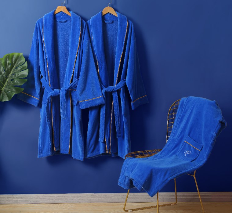 Colour Shawl Collar Bath robe 100% Cotton