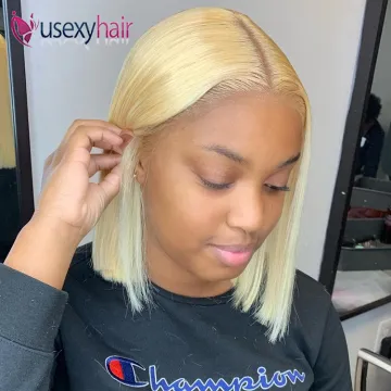 Cheap Peruvian 613 Blonde Colored Bob Wig,Raw Virgin Transparent Hd Full Lace Human Hair Wig,100% Bob Wig Human Hair Lace Front