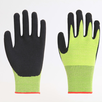 Anti-cut Liner Black Sandy Nitrile Coating Safety Gloves